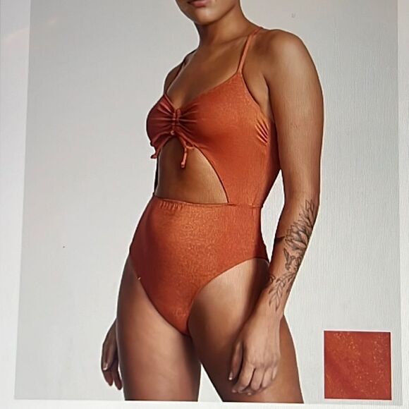 Victoria's Secret Other - NWT Victoria's Secret Shimmery Copper Cut Out One Piece Swimsuit - Size Medium